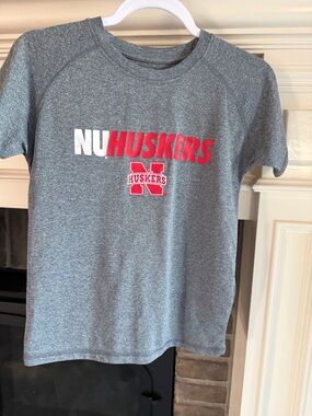 Rivalry Threads Gray NU Huskers Short Sleeve Tee with Red Logo